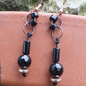 Éjfekete rejtelem Ónix fülbevaló  - ékszer - fülbevaló - lógó fülbevaló - Meska.hu