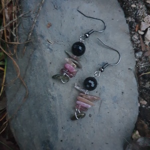 Tiszta gondolatok fülbevaló turmalinból - ékszer - fülbevaló - lógó fülbevaló - Meska.hu