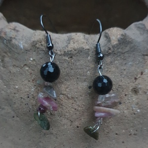 Tiszta gondolatok fülbevaló turmalinból - ékszer - fülbevaló - lógó fülbevaló - Meska.hu