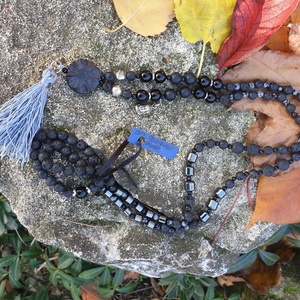 Éj fekete Ónix 108 szemes Mala - ékszer - nyaklánc - bojtos nyaklánc - Meska.hu