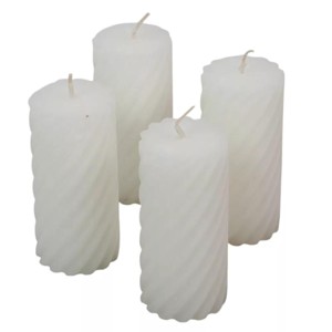 Kontúrozott csavart henger gyertya 55x100 mm - fehér, Kellékek & szerszámok, Dekorációs kellékek, Dekorációs gyertya, , MESKA