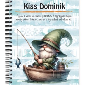 Személyre szabható - Csónakos horgász manó mintás A6-os füzet, Otthon & Életmód, Papír, írószer, Jegyzetfüzet & Napló, , MESKA