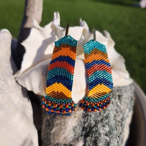 Hosszú Üveggyöngy fülbevaló  - Meska.hu