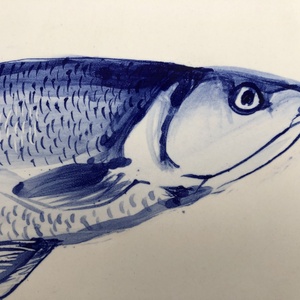 Kézzel festett mázazott portugál csempekép hal, 2 db-os kompozíció - otthon & életmód - dekoráció - fali és függő dekoráció - csempe - Meska.hu