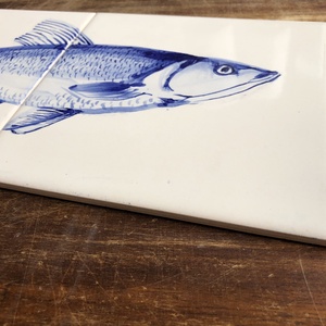 Kézzel festett mázazott portugál csempekép hal, 2 db-os kompozíció - otthon & életmód - dekoráció - fali és függő dekoráció - csempe - Meska.hu