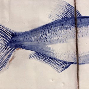 Kézzel festett mázazott portugál csempekép hal, 2 db-os kompozíció - otthon & életmód - dekoráció - fali és függő dekoráció - csempe - Meska.hu