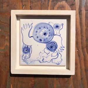 Kézzel festett mázazott portugál csempe, opcionálisan keretben  - Meska.hu