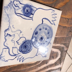 Kézzel festett mázazott portugál csempe, opcionálisan keretben  - otthon & életmód - dekoráció - fali és függő dekoráció - csempe - Meska.hu