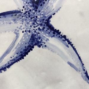 Kézzel festett mázazott portugál csempekép Tengeri csillag,  - otthon & életmód - dekoráció - fali és függő dekoráció - csempe - Meska.hu