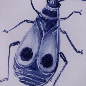 Kézzel festett mázazott portugál csempekép Bodobács, keretben - otthon & életmód - dekoráció - fali és függő dekoráció - csempe - Meska.hu