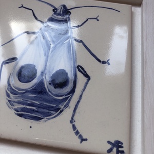 Kézzel festett mázazott portugál csempekép Bodobács, keretben - otthon & életmód - dekoráció - fali és függő dekoráció - csempe - Meska.hu