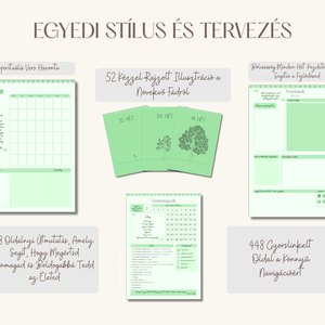 Digitális Tervező, Zöld, Spirituális Önfejlesztés, Napi, Heti és Havi naptár és tervező, (Goodnotes és Notability) - művészet - grafika & illusztráció - digitális - Meska.hu