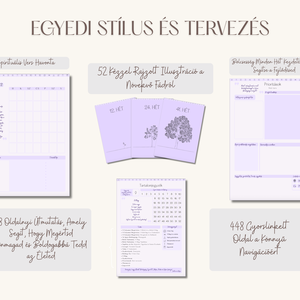 Digitális Tervező, Lila, Spirituális Önfejlesztés, Napi, Heti és Havi naptár és tervező, (Goodnotes és Notability) - művészet - grafika & illusztráció - digitális - Meska.hu