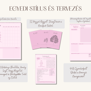Digitális Tervező, Rózsaszín, Spirituális Önfejlesztés, Napi, Heti és Havi naptár és tervező, (Goodnotes és Notability) - művészet - grafika & illusztráció - digitális - Meska.hu