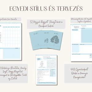 Digitális Tervező, Acélkék, Spirituális Önfejlesztés, Napi, Heti és Havi naptár és tervező, (Goodnotes és Notability) - művészet - grafika & illusztráció - digitális - Meska.hu