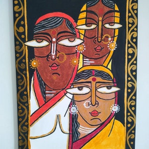 Bengáli nők, 60 x 40 cm, Művészet, Festmény, Akril, Festészet, Meska