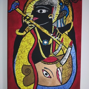 Krishna, 45 x 30 cm - művészet - festmény - akril - Meska.hu