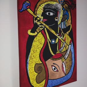 Krishna, 45 x 30 cm - művészet - festmény - akril - Meska.hu