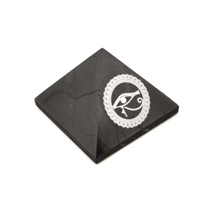Shungit piramis Hórusz szeme ezüst matricás 6cm, Kellékek & szerszámok, Ásvány alapanyag, Shungit piramis, , MESKA