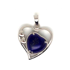 Szív medál fémmel lapis lazuli 2,5x2,5cm - Meska.hu