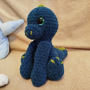 Horgolt sötétzöld dínó - játék & sport - plüssállat & játékfigura - plüss dínók - Meska.hu