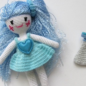 Kékhajú tündér - amigurumi baba - horgolt baba - baba ruhatárral - öltöztetős baba -  - Meska.hu