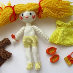 Napsugár - amigurumi baba - horgolt baba - baba ruhatárral - öltöztetős baba - játék & sport - baba & babaház - baba - Meska.hu