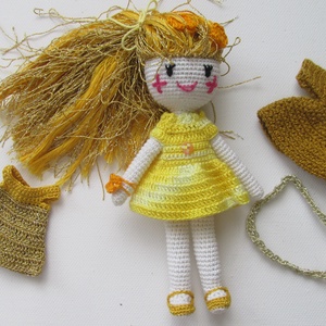 Aranyhaj Goldy - amigurumi baba - horgolt baba - öltöztetős baba - játékbaba - játék & sport - baba & babaház - öltöztethető baba - Meska.hu