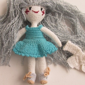 Yvonne a csillaglány - amigurumi baba - horgolt baba - öltöztethető horgolt baba - baba ruhatárral - ezüst hajú baba - játék & sport - baba & babaház - öltöztethető baba - Meska.hu