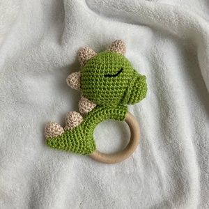 Dínó baba csörgő és rágóka - Meska.hu