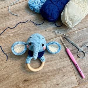 Elefánt baba csörgő és rágóka - Meska.hu