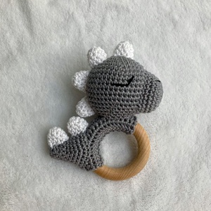 Dínó baba csörgő és rágóka - játék & sport - 3 éves kor alattiaknak - csörgő - Meska.hu