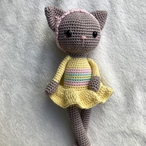 Nagy horgolt balerina cica - játék & sport - plüssállat & játékfigura - cica - Meska.hu
