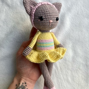 Nagy horgolt balerina cica - játék & sport - plüssállat & játékfigura - cica - Meska.hu