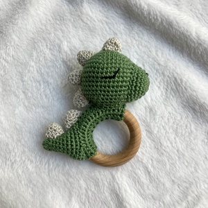 Dínó baba csörgő és rágóka - játék & sport - 3 éves kor alattiaknak - csörgő - Meska.hu