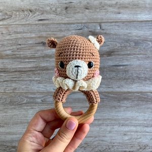 Maci baba csörgő és rágóka - játék & sport - 3 éves kor alattiaknak - csörgő - Meska.hu