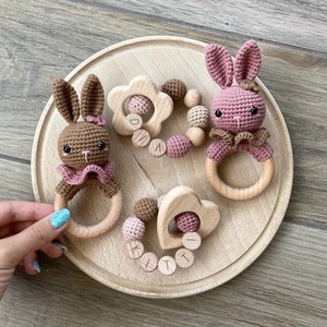 Horgolt nyuszi csörgő - játék & sport - 3 éves kor alattiaknak - csörgő - Meska.hu