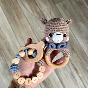 Horgolt maci csörgő - játék & sport - 3 éves kor alattiaknak - csörgő - Meska.hu