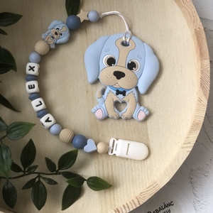 Rágcsalánc kutyus (kék), Baba - mama, Baba játékok, Cumilánc, Csomózás, Gyöngyfűzés, gyöngyhímzés, MESKA