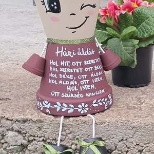 Házi áldás cserépbaba , Otthon & Életmód, Dekoráció, Virágdísz és tartó, Cserép & Kaspó, Festészet, Festett tárgyak, MESKA