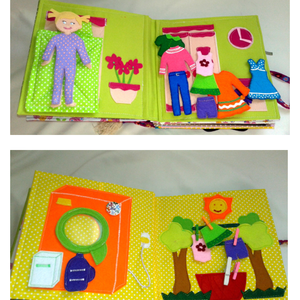 Kislányoknak, állatos, babás 14 oldalas könyv, foglalakoztató, készségfejlesztő játék, csendeskönyv - játék & sport - Meska.hu