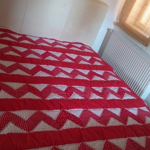 Óriási piros patchwork takaró, francia ágyra,  választható szín és minta kombináció, Otthon & Lakás, Lakástextil, Ágytakaró, Patchwork, foltvarrás, Varrás, Meska