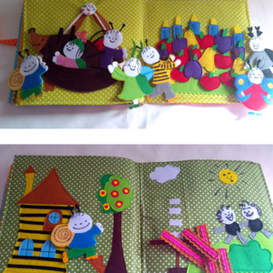 Bogyó és Babóca mesés foglalkoztatós, matatós, csendes könyved, puha könyv emlékbe, babaváró vagy kereszteleőre ajándék  -  - Meska.hu