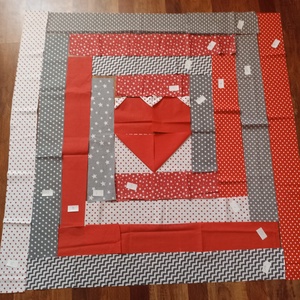 DIY csináld magad szabás minta baba takaró Szürke piros szín kombó szívecske minta  - diy (csináld magad) - szabásminta, útmutató - szabásminta - Meska.hu