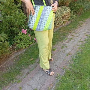 Zöld harmónia nyári táska patchwork - táska & tok - kézitáska & válltáska - vállon átvethető táska - Meska.hu