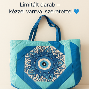 Nagy szemes nyári táska - a harmadik szem kék mélység , Táska & Tok, Kézitáska & válltáska, Vállon átvethető táska, Varrás, Patchwork, foltvarrás, MESKA