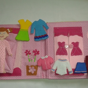 Kislányoknak, 6 oldalas textil könyv, foglalakoztató, készségfejlesztő játék, csendeskönyv -  - Meska.hu