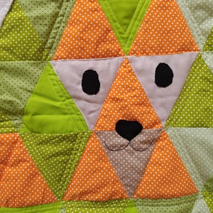 Rókás   Patchwork babatakaró névvel és kis párnával, hátán egyedi személyre szabott ajándékról szóló címkével - baba - mama - baba ágynemű - babatakaró, gyerek pléd - Meska.hu