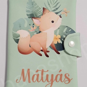 Textil egészségügyi kiskönyv mentazöld borító névvel rókával, Otthon & Életmód, Papír, írószer, Egészségügyi kiskönyv borító, Varrás, Fotó, grafika, rajz, illusztráció, MESKA