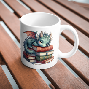 Sárkányos könyves bögre névvel, Otthon & Életmód, Konyhafelszerelés, tálalás, Tálalás, Bögre & Csésze, Fotó, grafika, rajz, illusztráció, MESKA